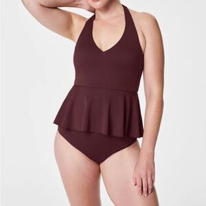 Spanx mulberry Pique tankini and bottoms size medium